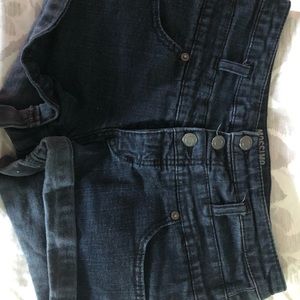 high rise black jean shorts